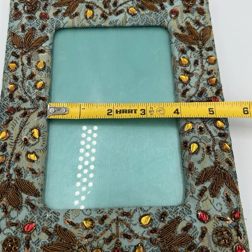 Beaded Embroidered Fabric 4'' x 6'' Picture‎ Frame